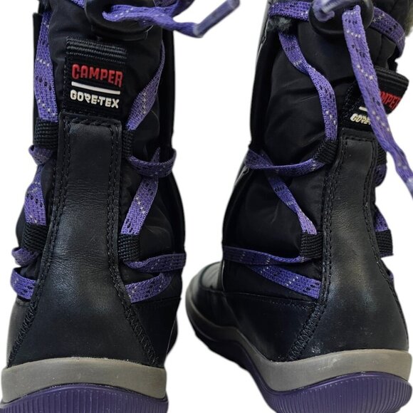 Camper x Goretex Womens Peu Pista Leather Boots, Black, Purple, Size 36 / US 6 - Picture 6 of 7